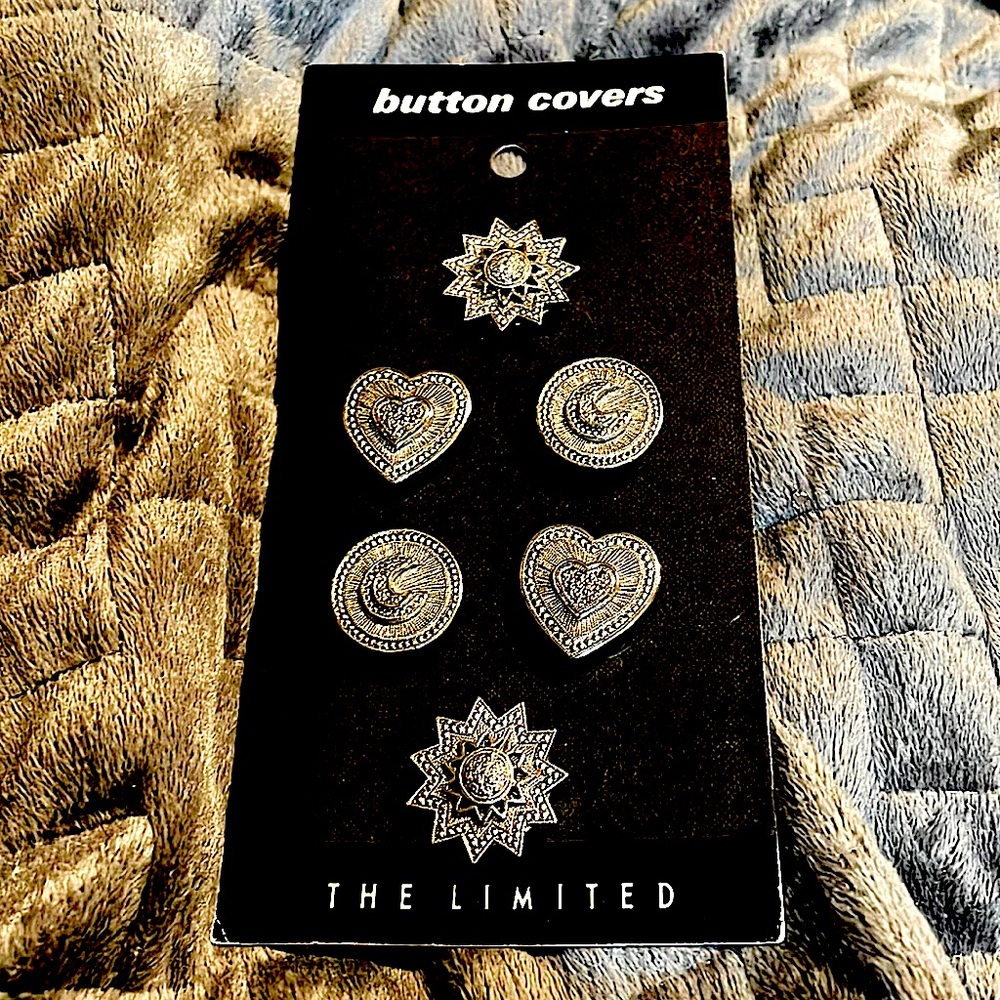 Vintage Silver Button Covers, 6 pieces total.